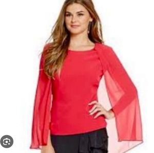 BADGLEY MISHKA Belle Ophelia Sheer Cape Sleeve Top Size 10